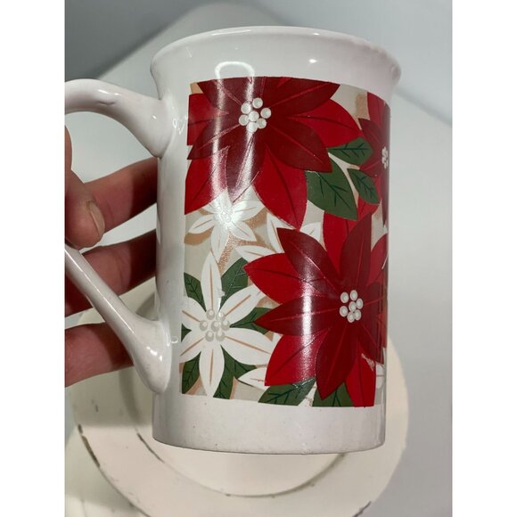Royal Norfolk Merry Christmas Poinsettia Ceramic Mug - Picture 2 of 7